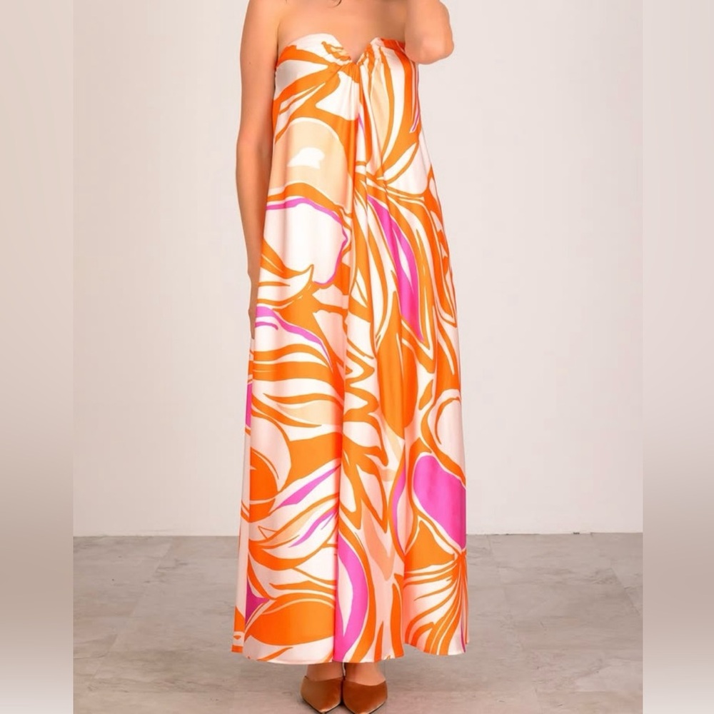 Lavender Brown Orange and Pink Maxi Dress